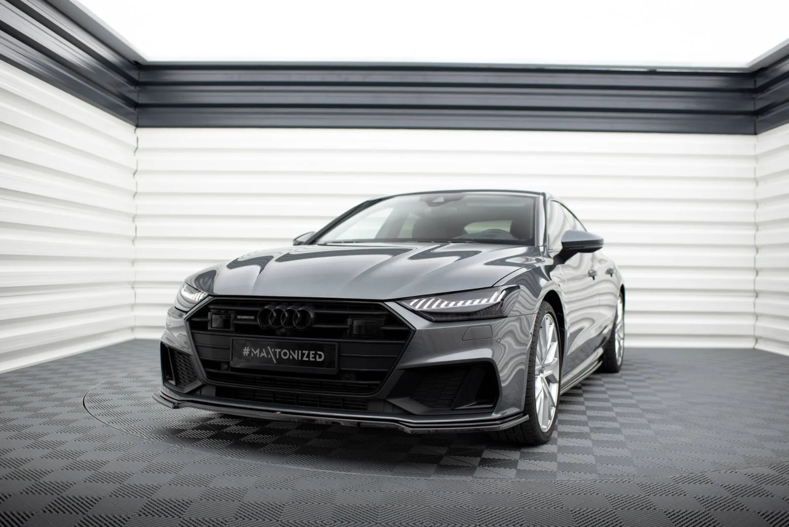 Maxton Design Frontsplitter V.1 für Audi A7 S line C8 S7 FL – Schwarz glänzend
