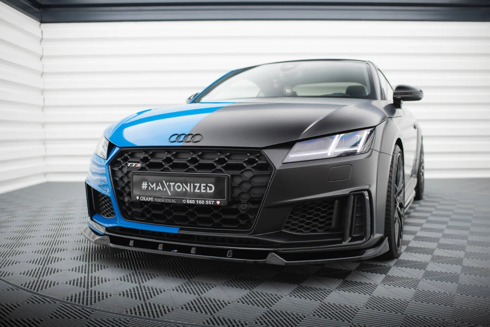 Maxton Design Frontsplitter V.1 für Audi TT S line 8S FL – Schwarz glänzend
