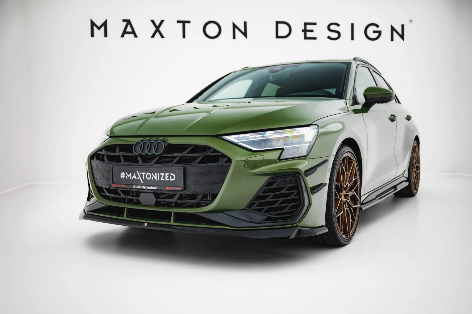 Maxton Design Frontsplitter V.2 für Audi S3 A3 S line 8Y FL – Schwarz glänzend