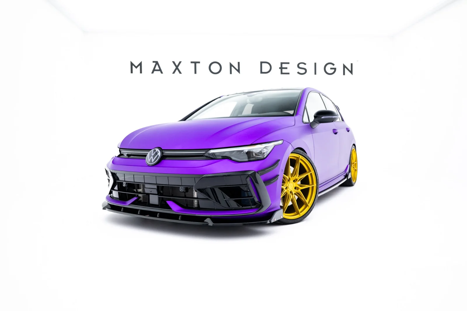 Maxton Design Frontsplitter V.3 mit Flaps für VW Golf 8 R FL – Schwarz glänzend