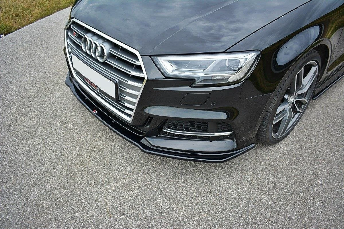 Maxton Design Frontsplitter V.4 für Audi S3 A3 S line 8V FL – Schwarz glänzend