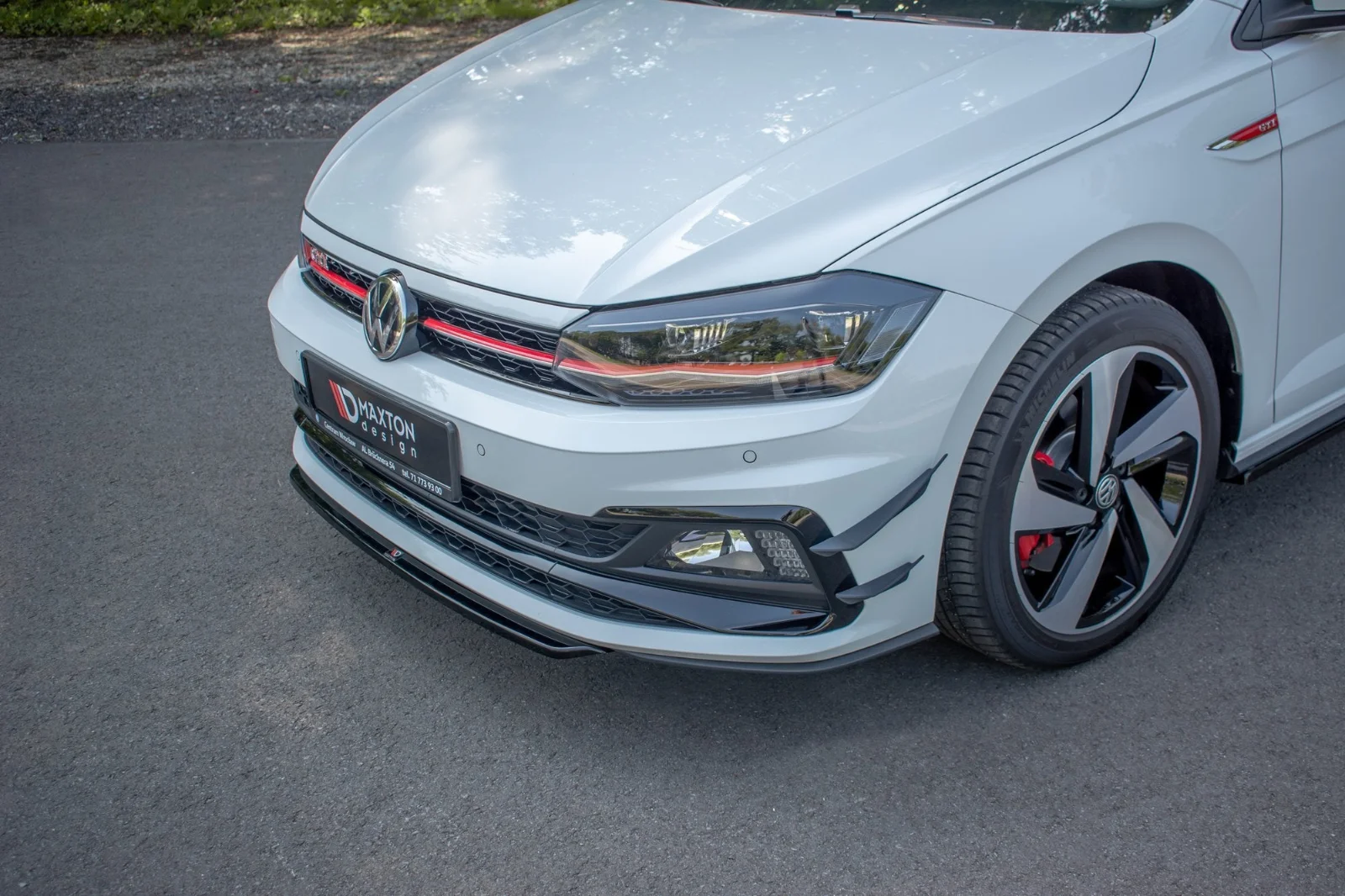 Maxton Design Frontsplitter V.4 für VW Polo GTI R-line Mk6 – Schwarz glänzend