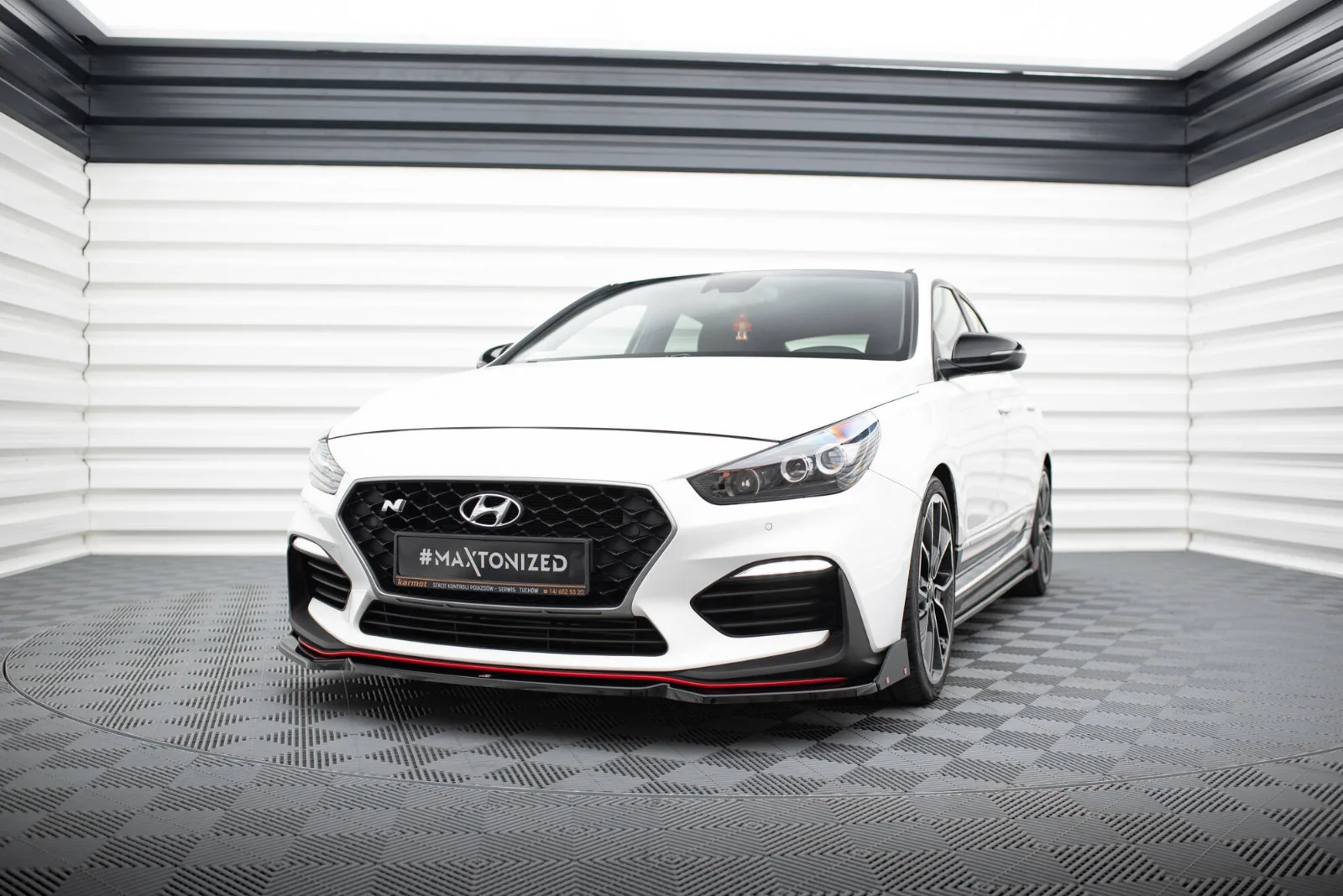 Maxton Frontsplitter V.5 mit Flaps für Hyundai i30 N Mk3 – Schwarz glänzend
