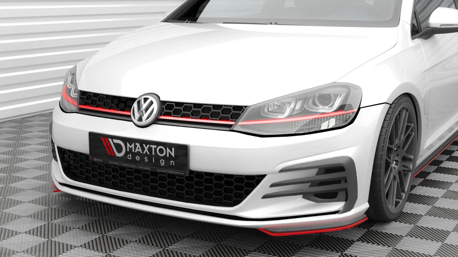Maxton Design Frontsplitter für VW Golf 7 GTI GTD FL – Schwarz glänzend