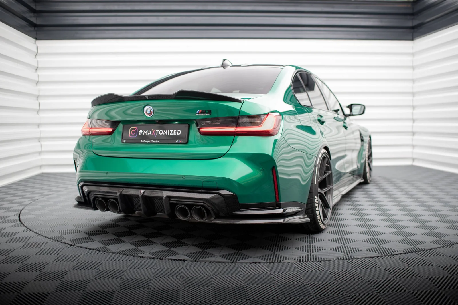 Maxton Design Heck-Seitensplitter für BMW M3 G80 G81 – Sichtcarbon (Prepreg)
