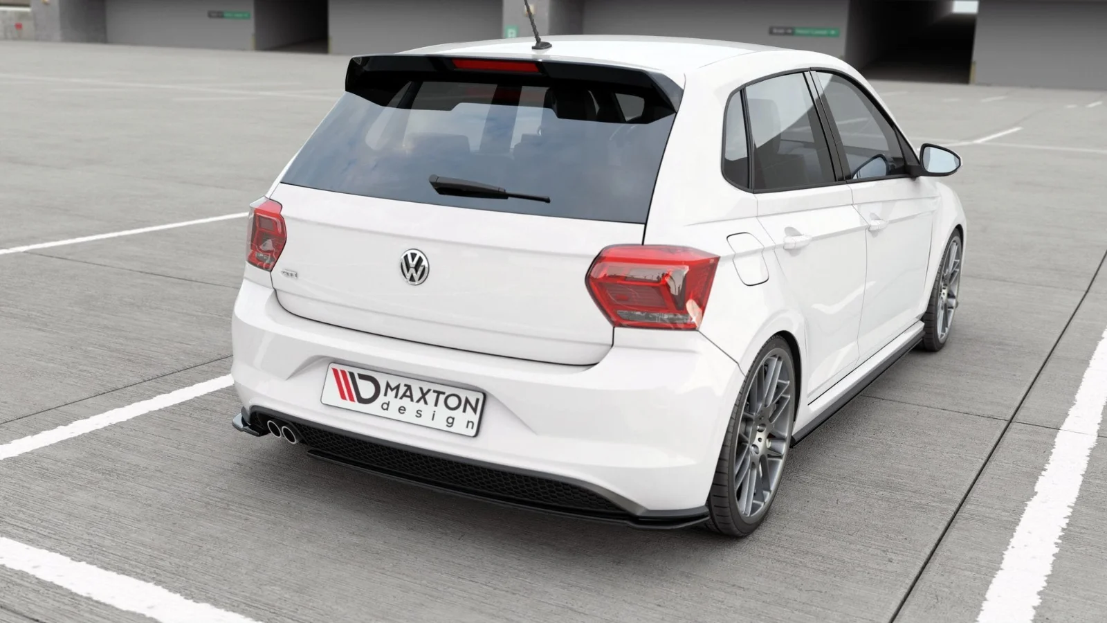 Maxton Heck-Seitensplitter V.1 für VW Polo GTI R-line Mk6 – Schwarz glänzend