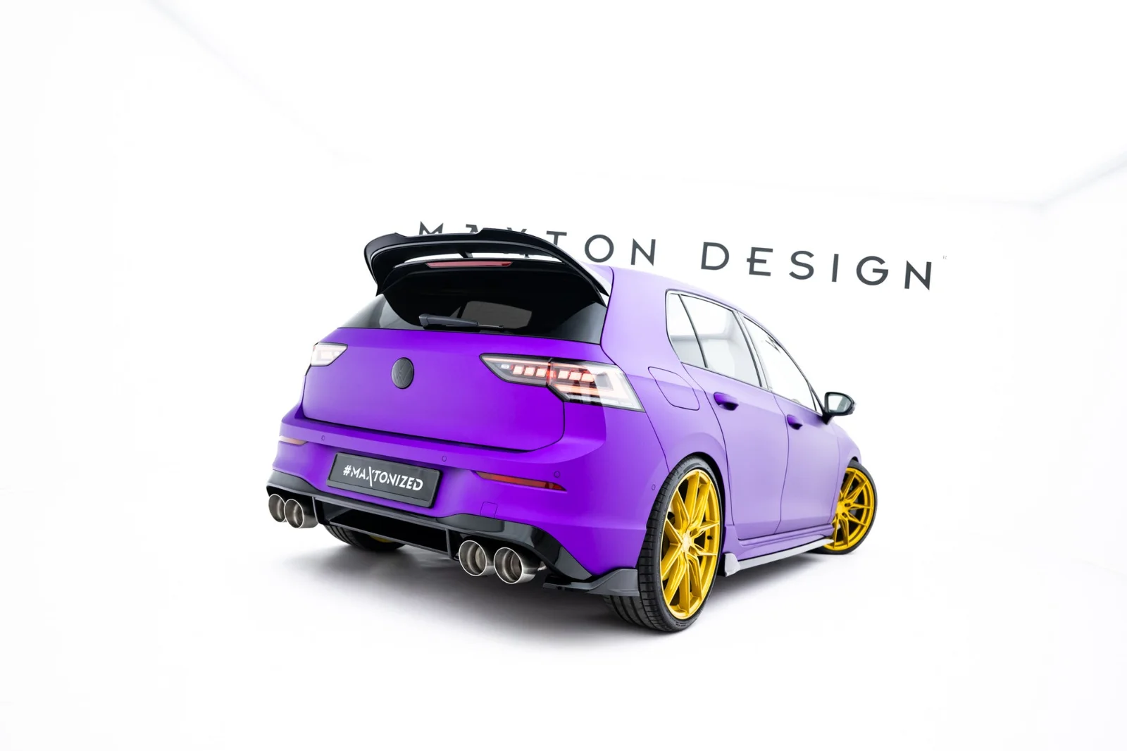 Maxton Design Heck-Seitensplitter V.7 für VW Golf 8 R Mk8 FL – Schwarz glänzend