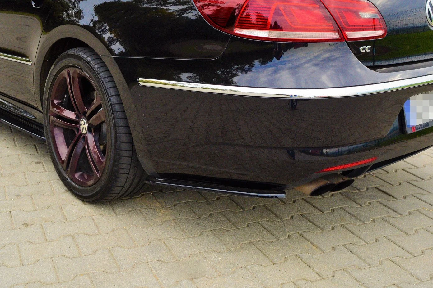 Maxton Design Heck-Seitensplitter für VW Cc R-line – Schwarz glänzend