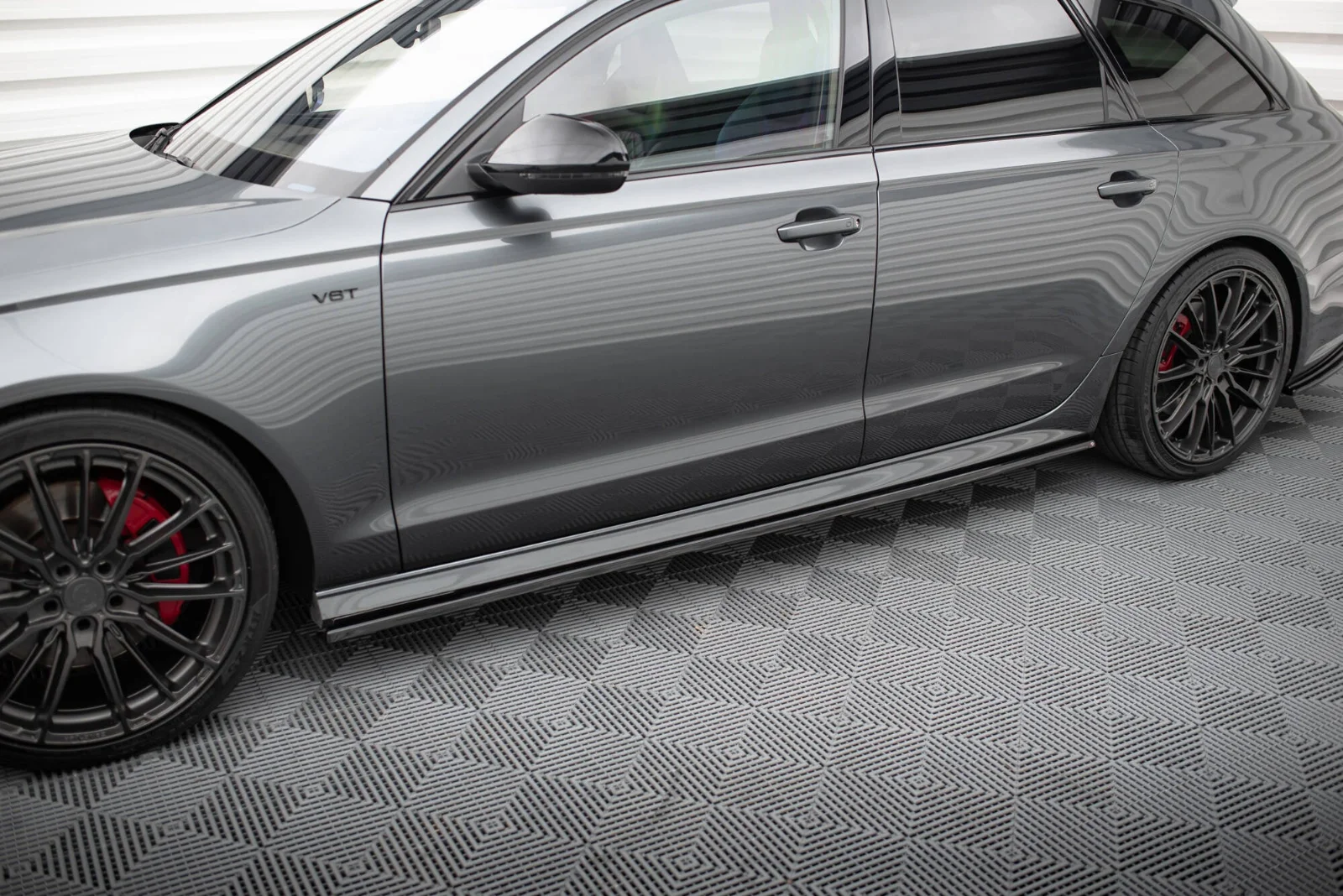 Maxton Seitenschweller-Ansätze für Audi S6 A6 S line C7 FL – Schwarz glänzend