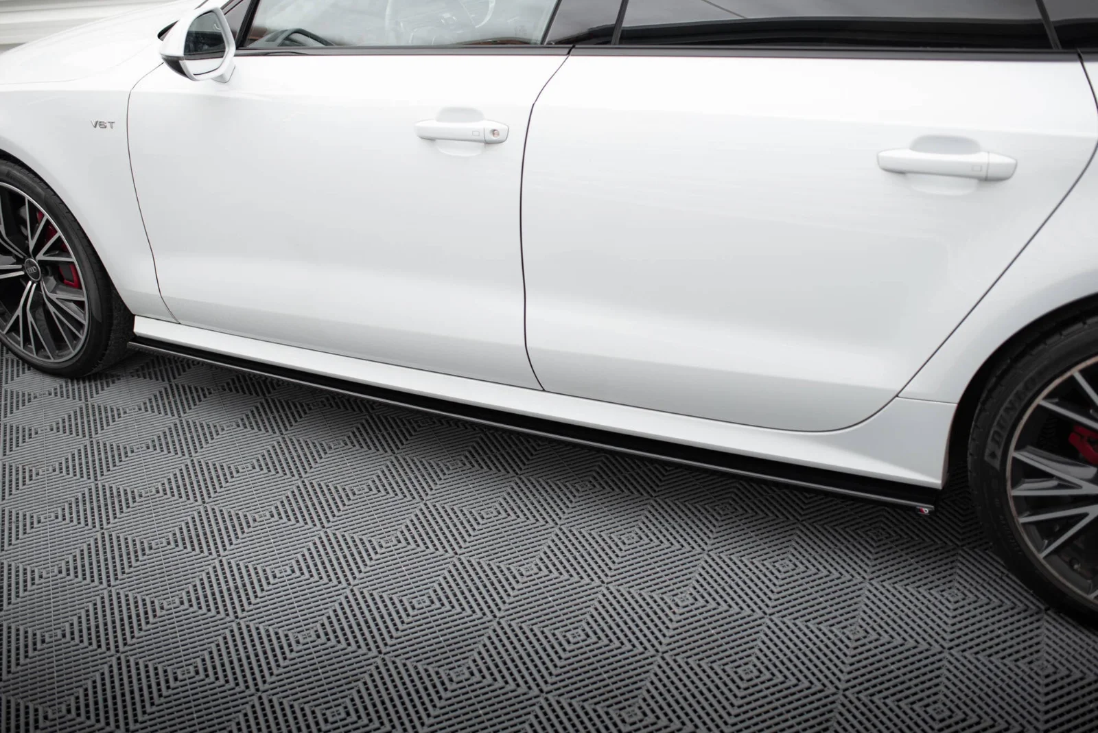 Maxton Seitenschweller-Ansätze für Audi S7 A7 S line C7 FL – Schwarz glänzend