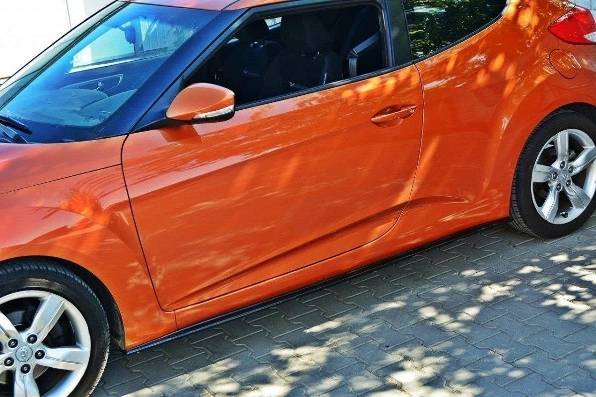 Maxton Design Seitenschweller-Ansätze für Hyundai Veloster – Schwarz glänzend