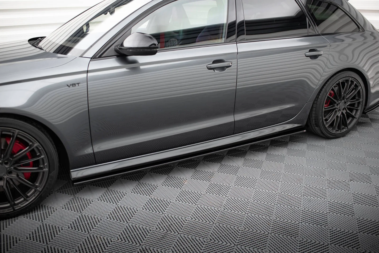 Maxton Seitenschweller-Ansätze V.1 Audi A6 C7 S line S6 FL – Schwarz glänzend