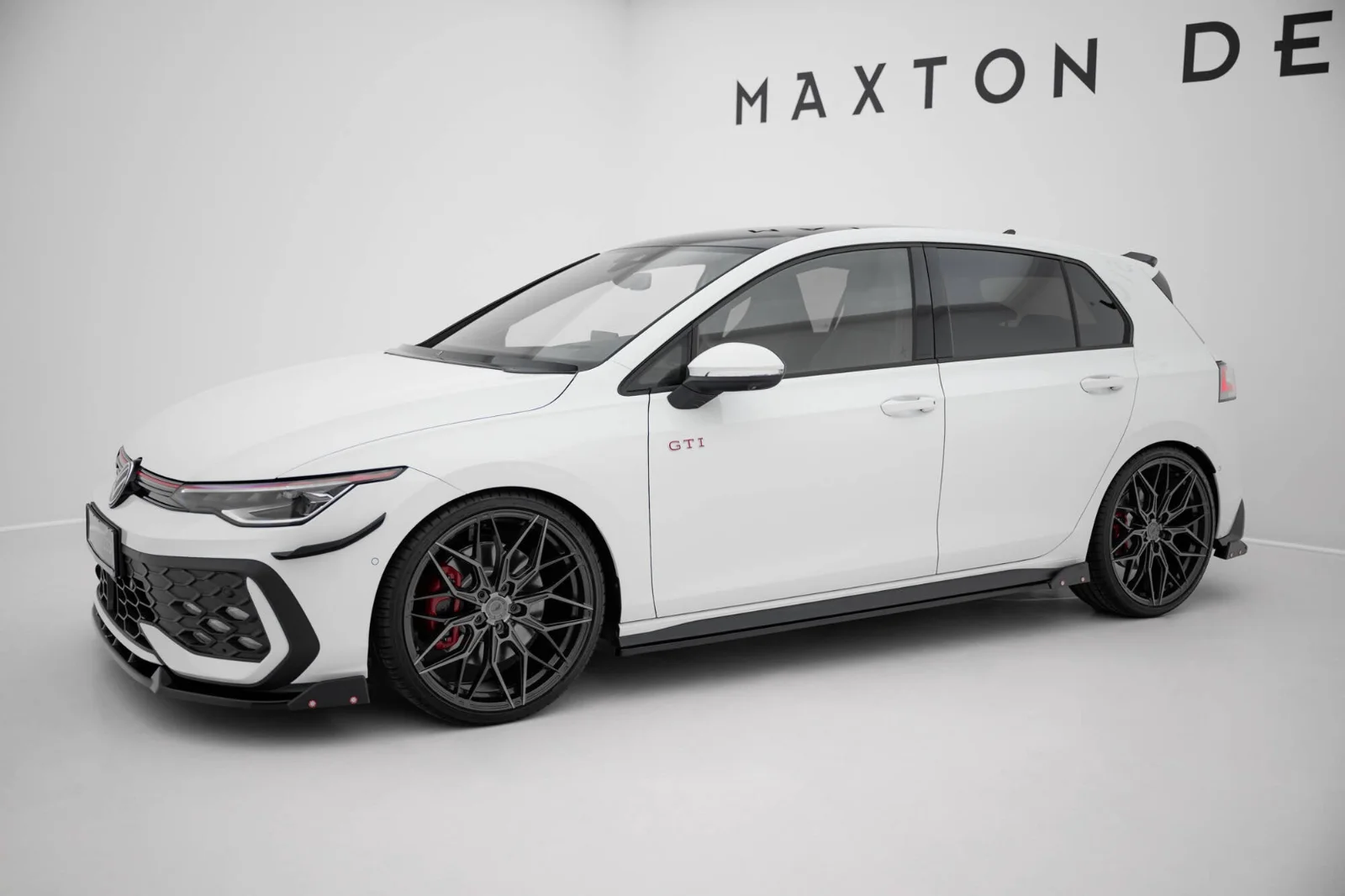 Maxton Design Splitter-Set V.2 für VW Golf 8 GTI FL – Schwarz glänzend