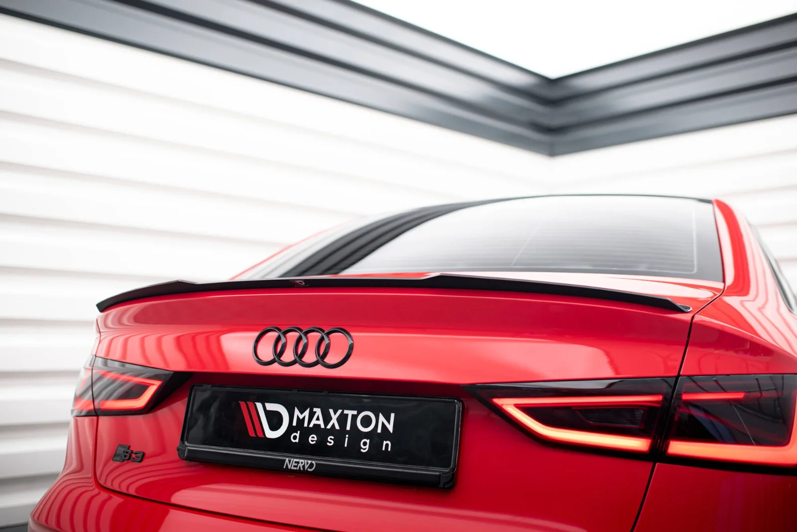 Maxton Design Spoilerlippe für Audi A3 S line S3 RS3 8V – Schwarz glänzend