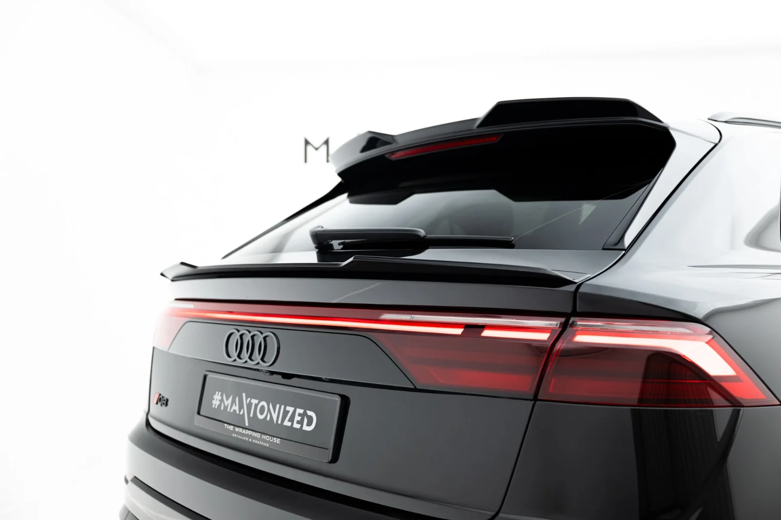 Maxton Spoilerlippe V.2 für Audi Q8 S line SQ RSQ8 Mk1 FL – Schwarz glänzend