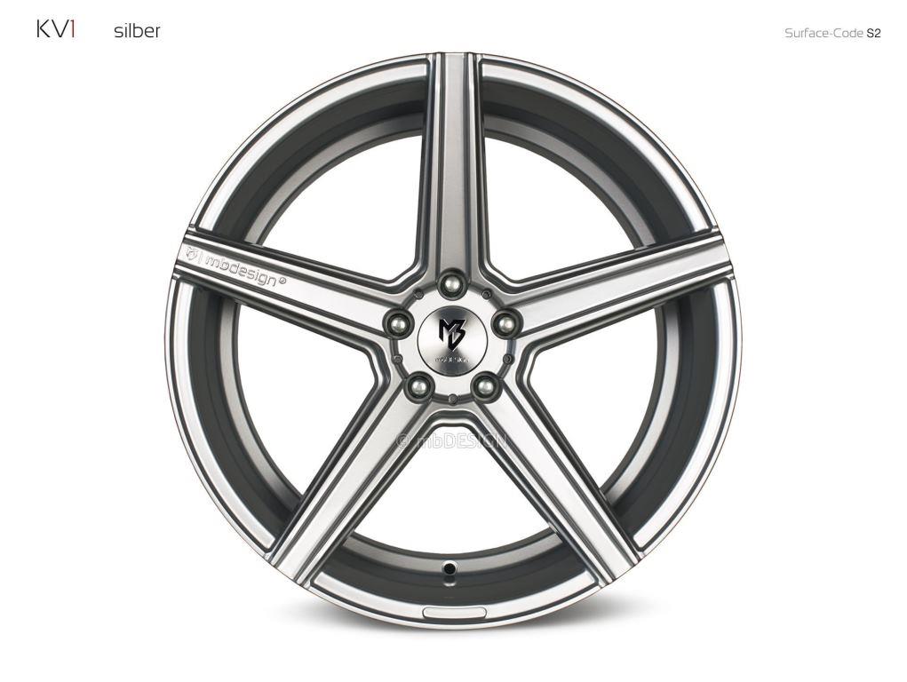mbDESIGN KV1 Felgen 22 Zoll 10x22 ET45 / 11x22DC ET50 5x130 Lichtsilber glänzend lackiert