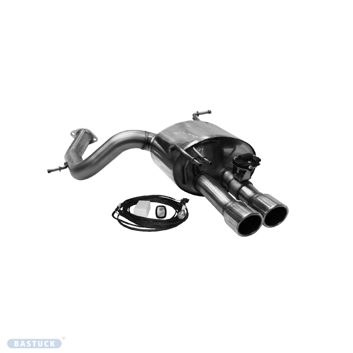 BASTUCK Endschalldämpfer mit Doppel-Endrohr 2x Ø 90 mm RH, 20° schräg für Kia Sorento (KIA/SORMQ4-K/90EP)