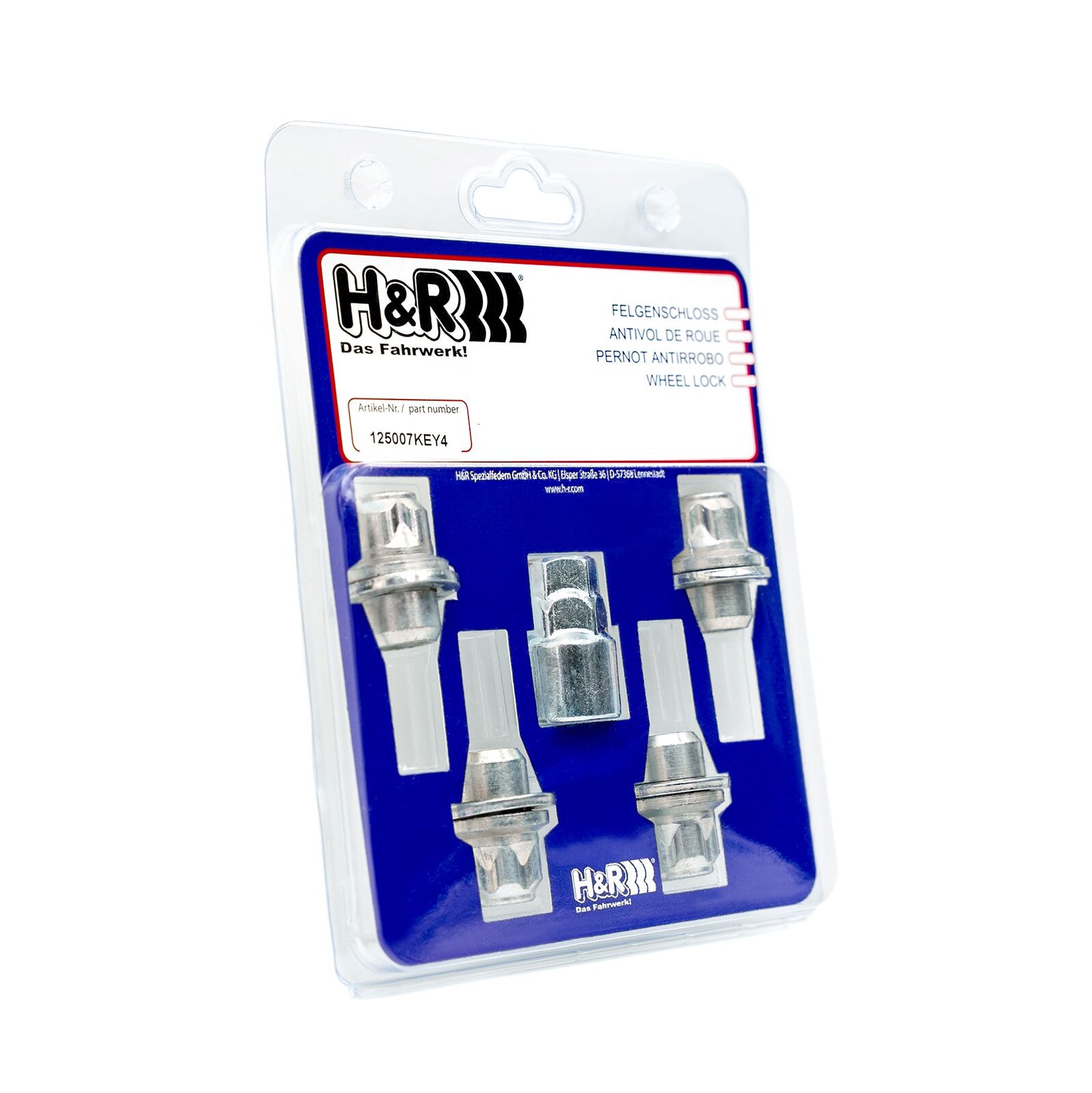 H&R Felgenschloss-Set Radmutter M12 Flachbund – 125007KEY4 – 125007KEY4