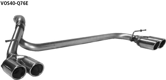 BASTUCK Doppel-Endrohr mit Lippe, 20° schräg geschnitten 2 x Ø 76 mm LH + RH für Volvo S40/V50 (VOS40-Q76E)