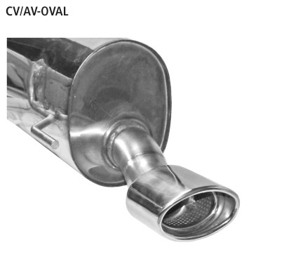 BASTUCK Endschalldämpfer mit Einfach-Endrohr oval 120 x 80 mm für Chevrolet Aveo 2 ab 2011 (CV/AV-OVAL)