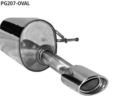 BASTUCK Endschalldämpfer mit Einfach-Endrohr 1x Oval 120x80 mm, Ausgang RH für Peugeot 207 (PG207-OVAL)