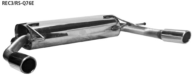 BASTUCK Endschalldämpfer mit Einfach-Endrohr 1x Ø 76 mm eingerollt 20° schräg geschnitten LH+RH für Renault