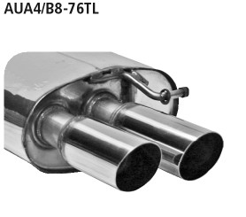 BASTUCK Endschalldämpfer mit Doppel-Endrohr, 20° schräg LH 2 x Ø 76 mm für Audi A4 B8/A5 B8 / S4 B8/S5 B8