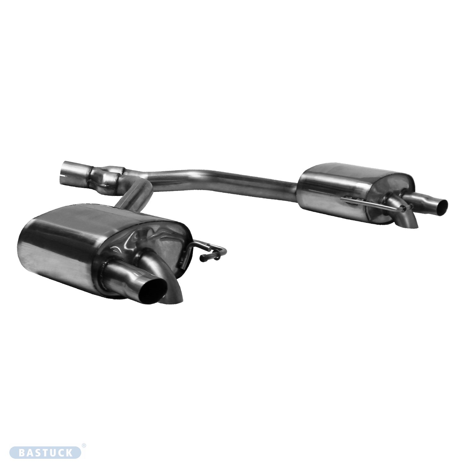 BASTUCK Endschalldämpfer mit 1x Ausgang Ø 63 mm LH+RH, für Serienheckschürze für Audi A4 B9/A5 F5 TFSI