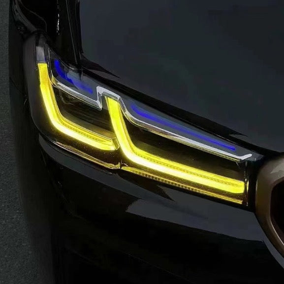Flamingo Tuning DRL Tagfahrlichter Module gelb weiß switch passend für BMW 5er (G30) M5 (F90) Facelift