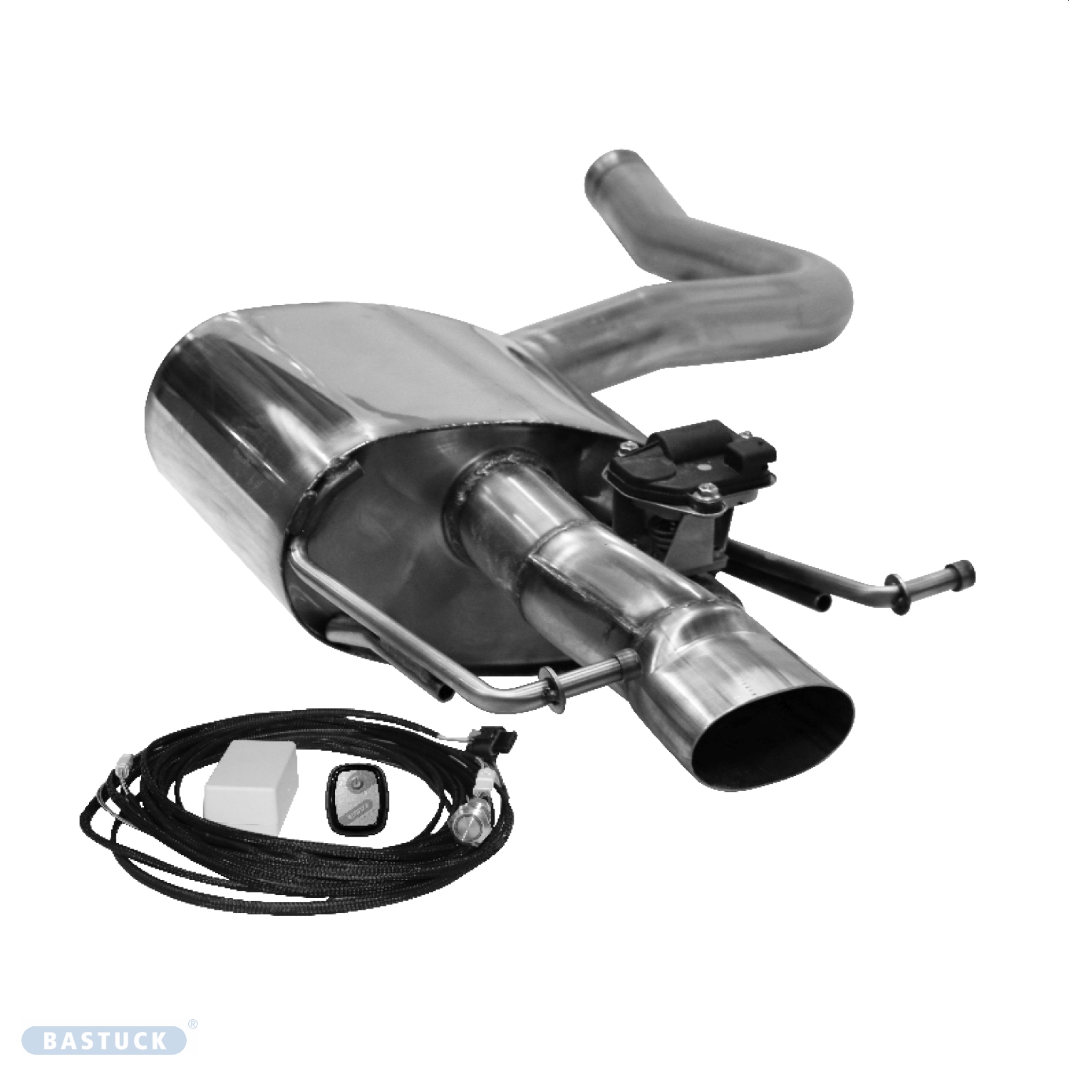 BASTUCK Endschalldämpfer LH mit ovalem Endrohr 90x60 mm, für Serien Heckschürze für Mercedes C-Klasse
