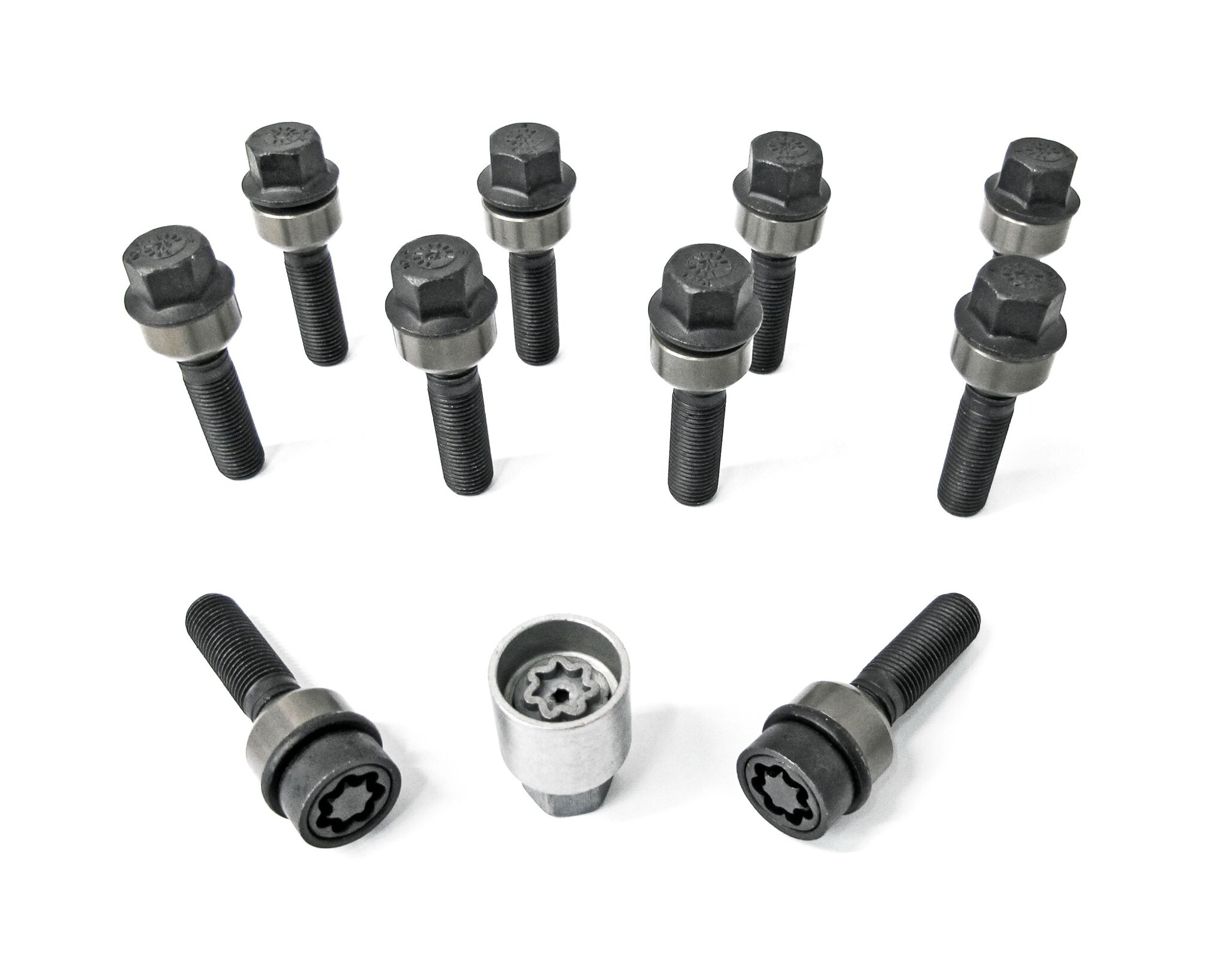 H&R Felgenschloss-Set M14 mit beweglichem Kugelbund R14mm, M14x1,5, Schaft 49 mm, schwarz – B1454906SET