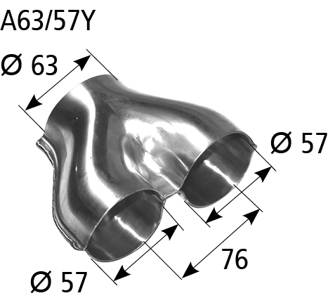 BASTUCK Y-Stück Eingang Ø 63 mm 2x Ausgang Ø 57 mm – universell (A63/57Y)