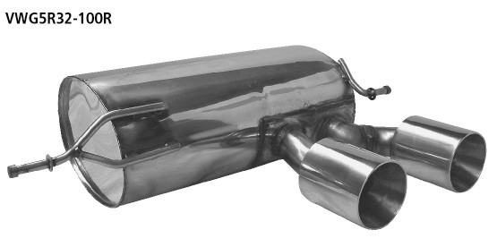 BASTUCK Endschalldämpfer mit Doppel-Endrohr, 2 x Ø 100 mm für Volkswagen Golf 6 / Golf 5 (VWG5R32-100R)