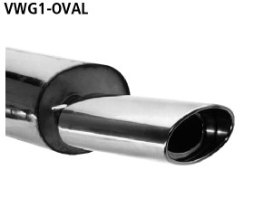 BASTUCK Endschalldämpfer mit Einfach-Endrohr oval 153 x 95 mm für Volkswagen Golf 1 inkl. Cabrio bis Bj. 1984