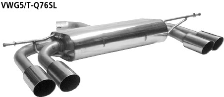 BASTUCK Endschalldämpfer mit Doppel-Endrohr 2 x Ø 76 mm LH + RH 20 ° schräg geschnitten für Audi A3 8P/S3 8P