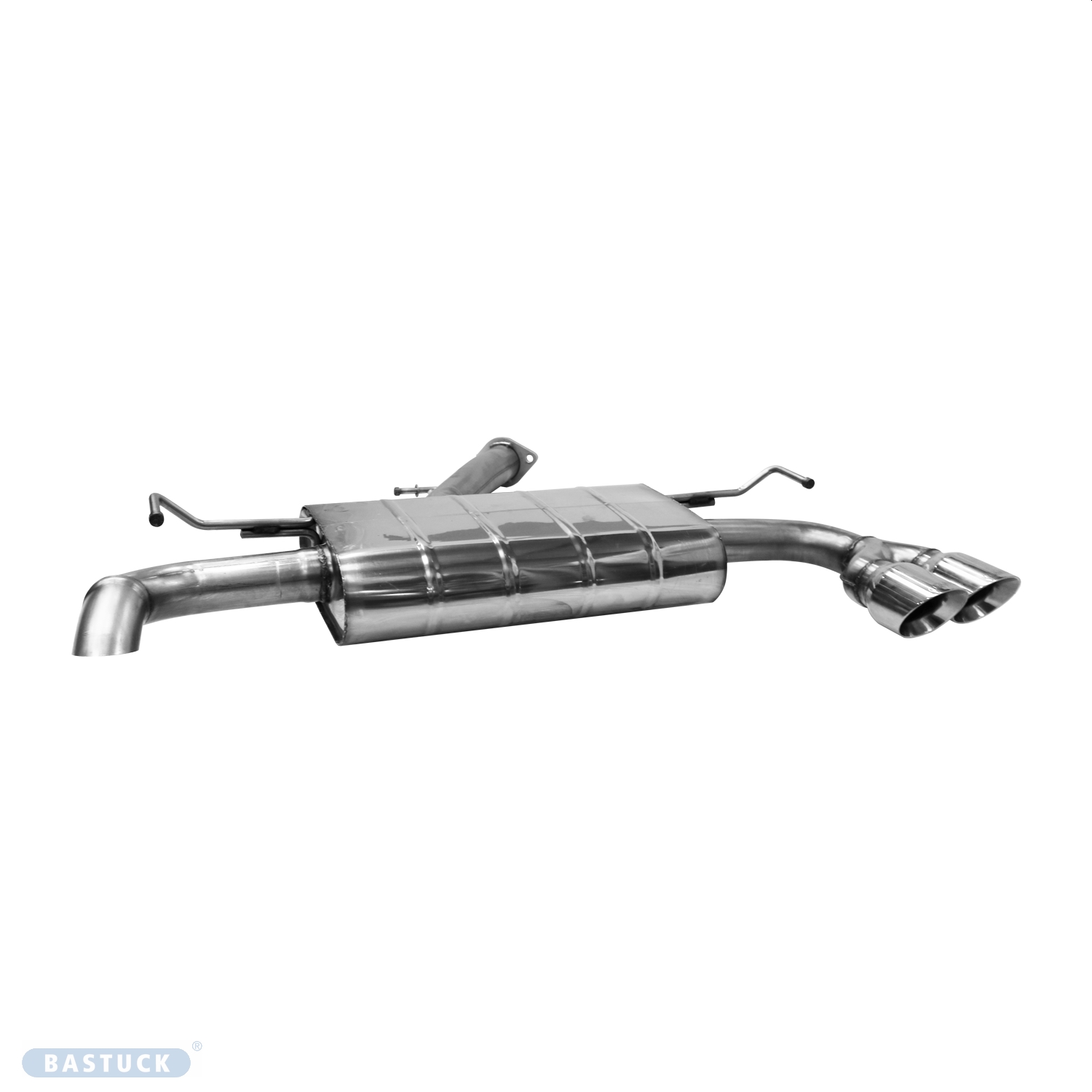 BASTUCK Endschalldämpfer mit Doppel-Endrohr 2x Ø 90 mm, (im RACE Look) für Hyundai i30 (HYI30/PD-90RS)