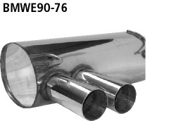 BASTUCK Endschalldämpfer mit Doppel-Endrohr 2 x Ø 76 mm für BMW 3er E90/3er E91 (BMWE90-76)
