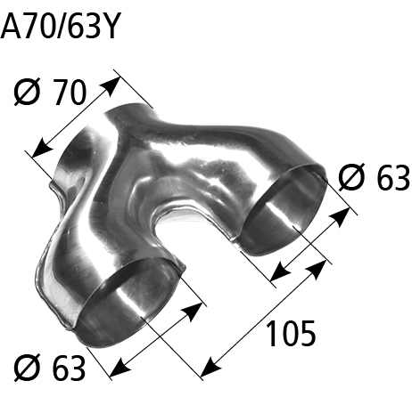 BASTUCK Y-Stück 70mm Eingang, 2x 63mm Ausgang – universell (A70/63Y)