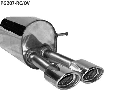 BASTUCK Endschalldämpfer mit Doppel-Endrohr 2x Oval 110x70 mm, Ausgang RH für Peugeot 207 RC (PG207-RC/OV)