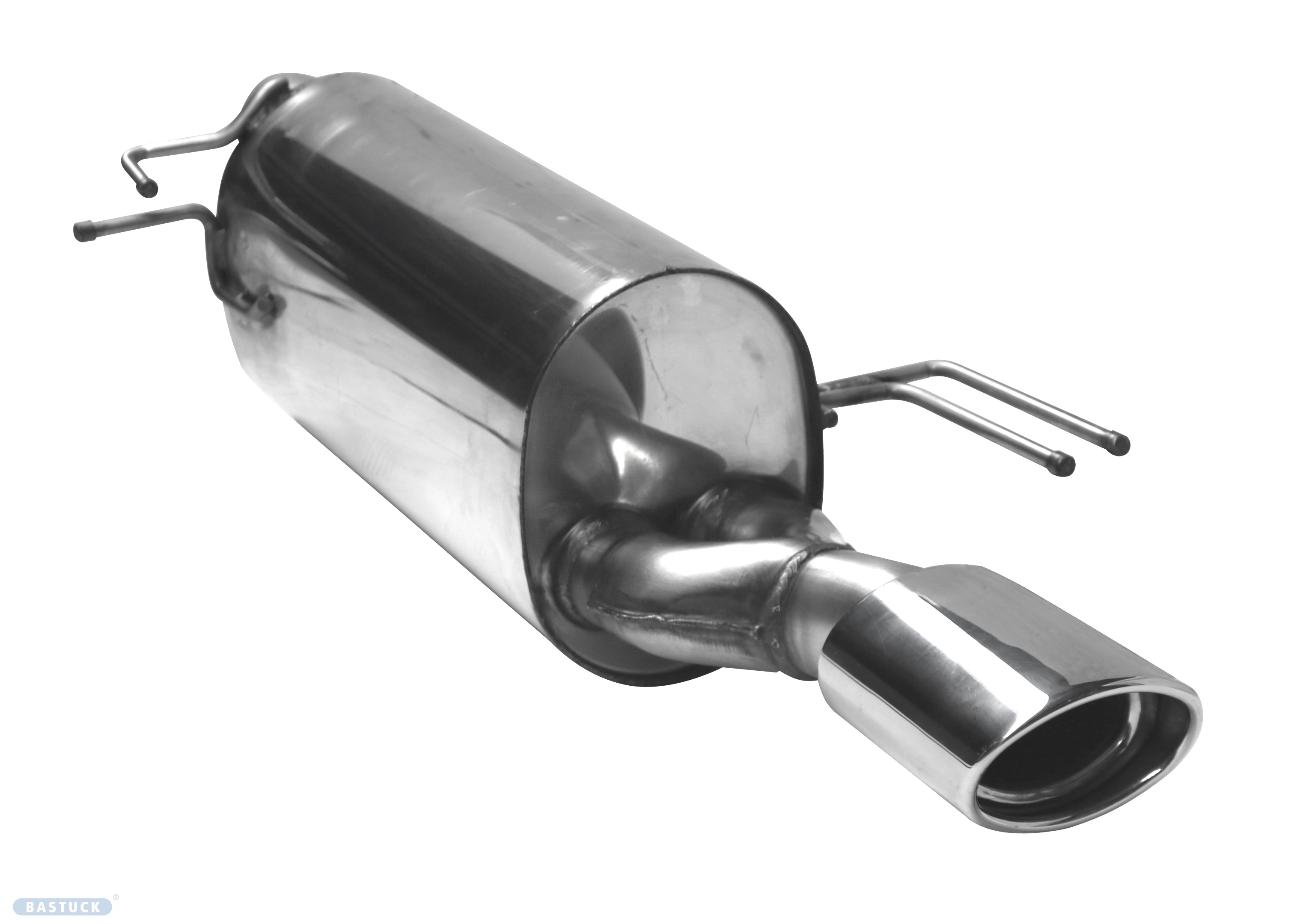 BASTUCK Endschalldämpfer mit Einfach-Endrohr 1x Oval 120x80 mm für Hyundai i20 GB inkl. Sport (HY/I20-OVAL)
