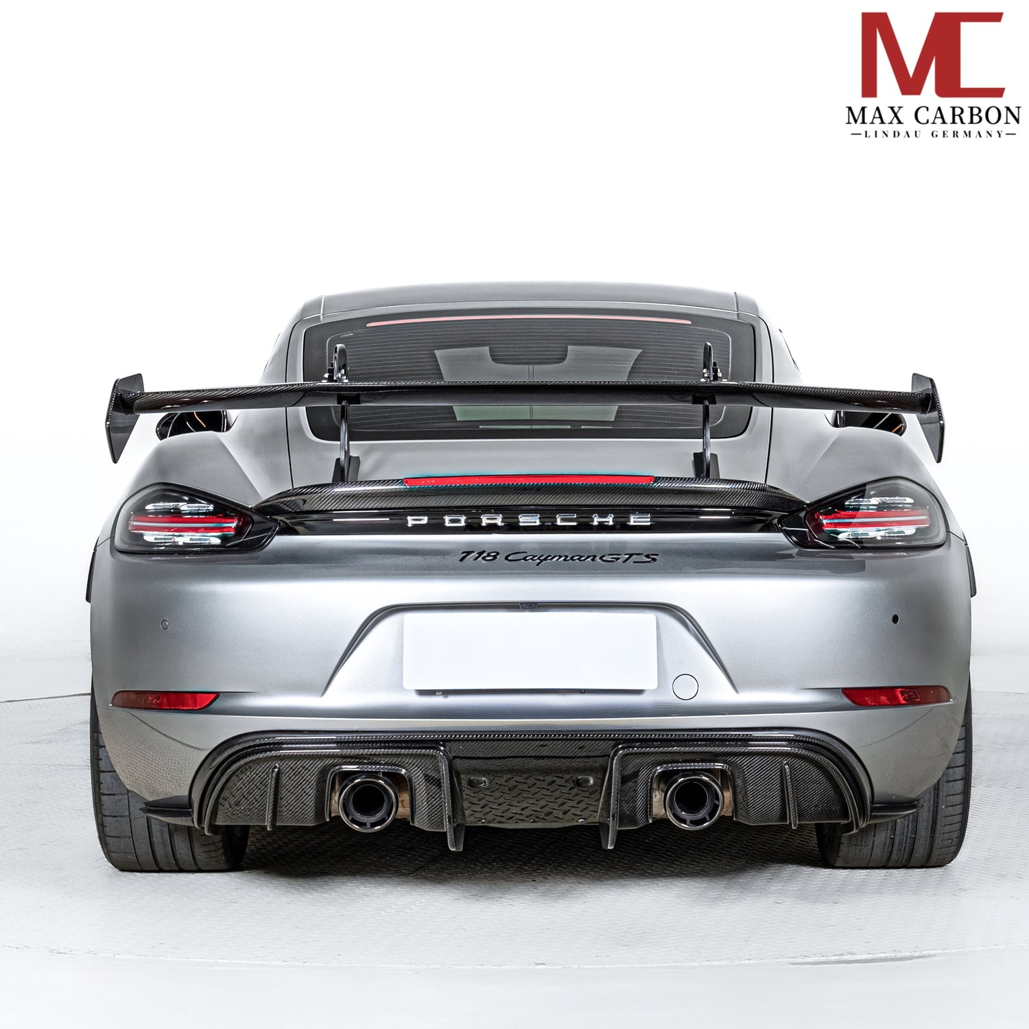 Max Carbon Dry Carbon Heckdiffusor RS Style mit Heckwinglet Flaps für Porsche Cayman & Boxster – 718 982
