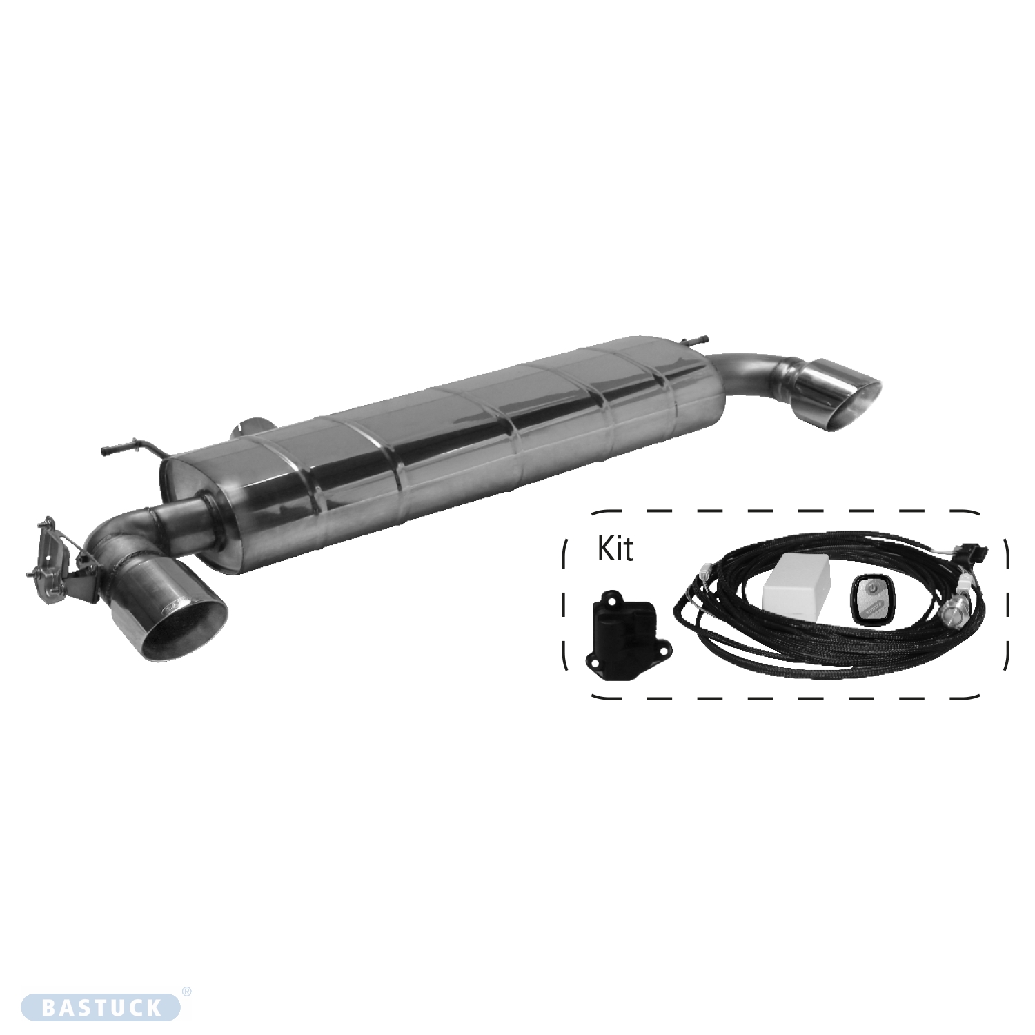BASTUCK Endschalldämpfer mit Einfach-Endrohr 1x Ø 100 mm LH+RH für BMW 1er F40 116i/ 118i ab Baujahr 2019