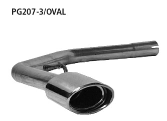 BASTUCK Endrohrsatz mit Einfach-Endrohr LH 1x Oval 120x80 mm für Peugeot 207 (PG207-3/OVAL)