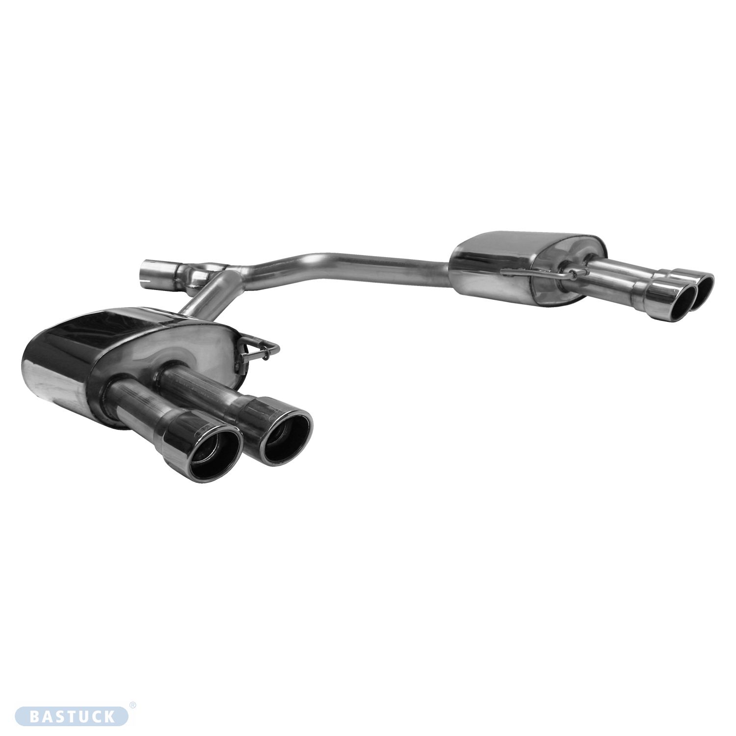 BASTUCK Endschalldämpfer mit Doppel-Endrohr 2x Ø 90 mm LH+RH, mit Lippe für Audi A4 B9/A5 F5 TFSI