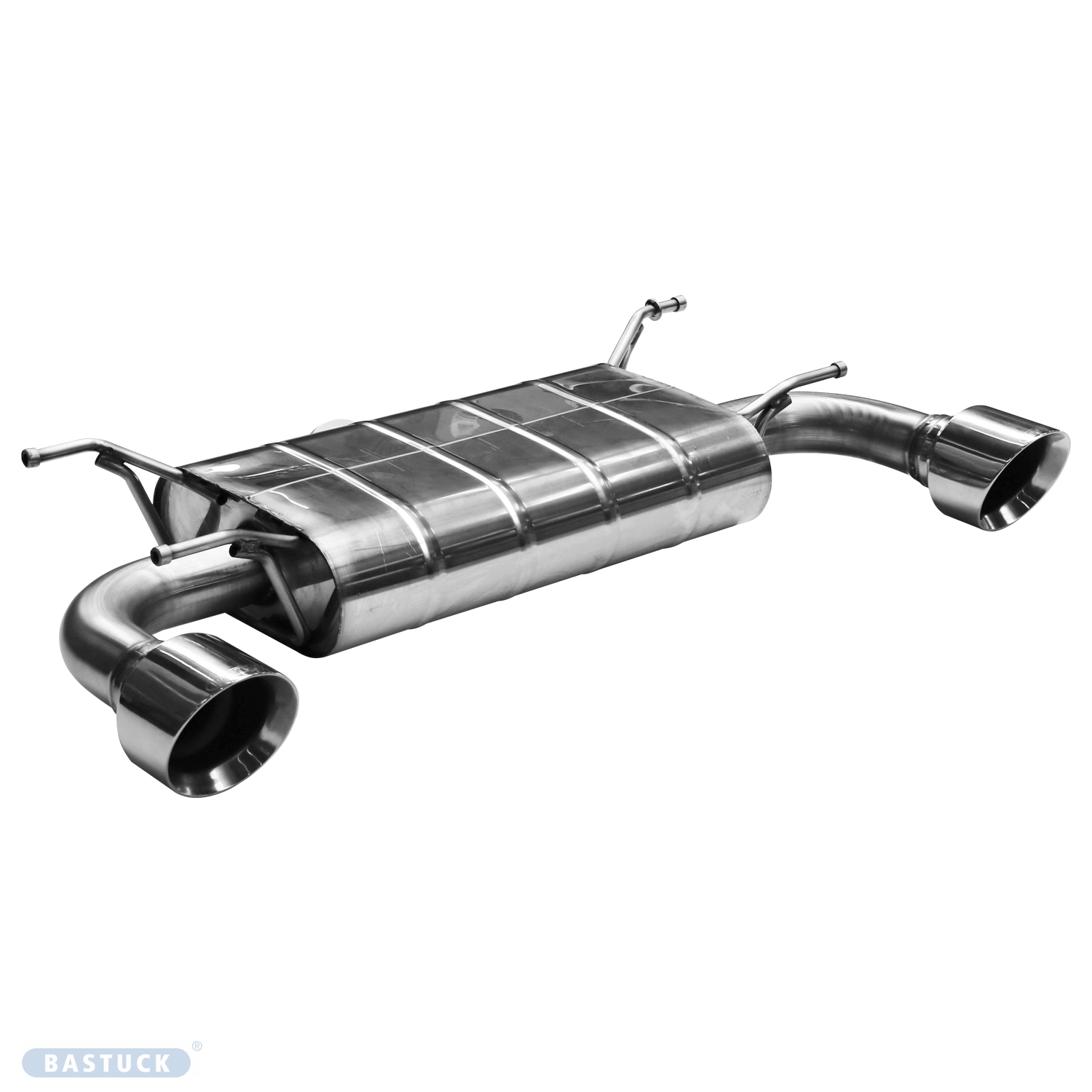 BASTUCK Endschalldämpfer mit Einfach-Endrohr LH +RH 1 x Ø 110 mm, 30° schräg geschnitten für Toyota GR86 / BRZ