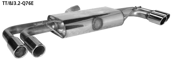 BASTUCK Endschalldämpfer mit Doppel-Endrohr LH + RH, 2 x Ø 76 mm mit Lippe für Audi TT (TT/8J3.2-Q76E)