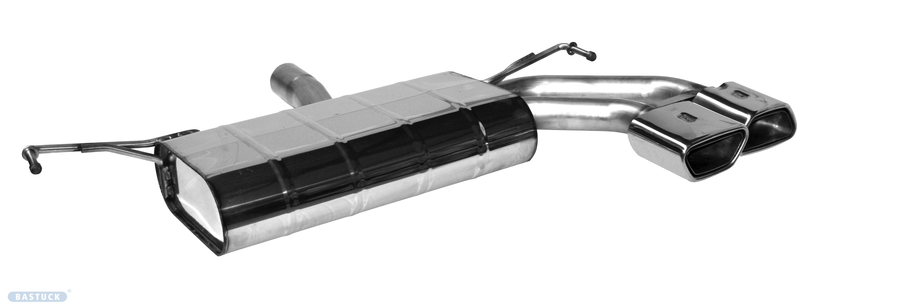 BASTUCK Endschalldämpfer mit Doppel-Endrohr 140 x 74 mm RH in Trapezform für Hyundai Tucson TLE (HYTUC/TLE-TP)