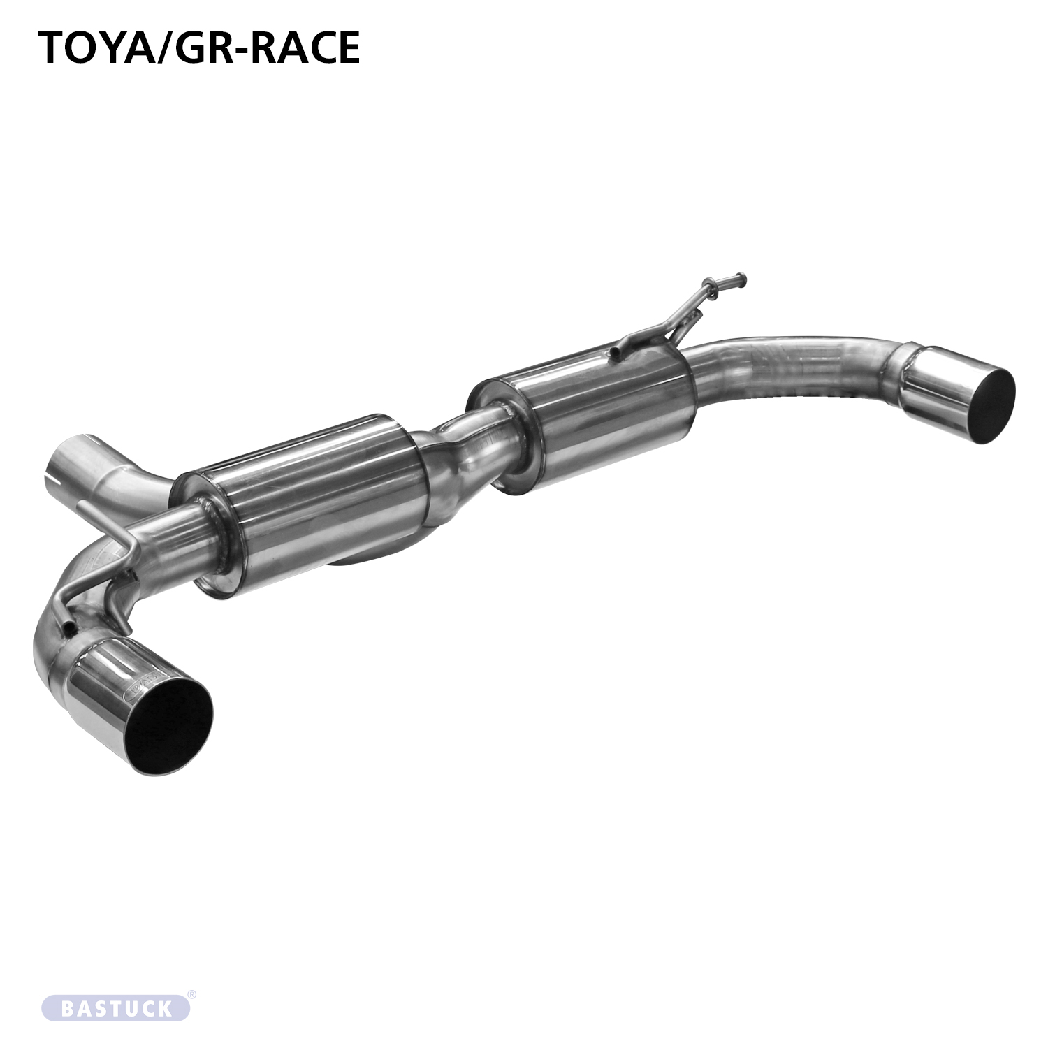 BASTUCK Motorsport Endschalldämpfer mit Einfach-Endrohr 1x Ø 76mm LH+RH für Toyota GR Yaris ab 2020 Motorsport