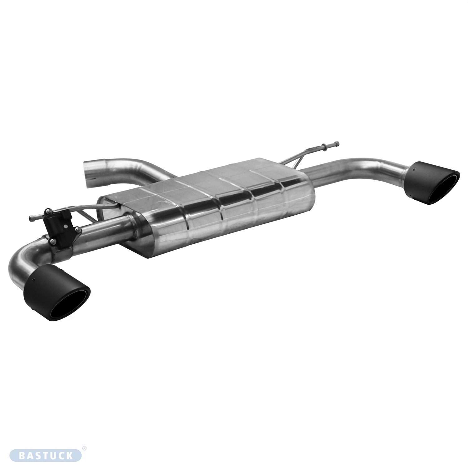 BASTUCK Endschalldämpfer mit Einfach-Endrohr LH+RH 1 x Ø 110 mm, Carbon für Volkswagen Golf 8 GTI ab 2020