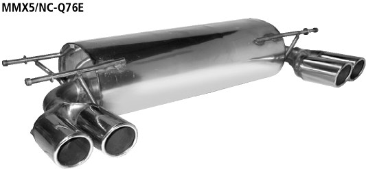BASTUCK Endschalldämpfer mit Doppel-Endrohr LH + RH 2 x Ø 76 mm mit Lippe 20° schräg geschnitten MX5 NC (nicht